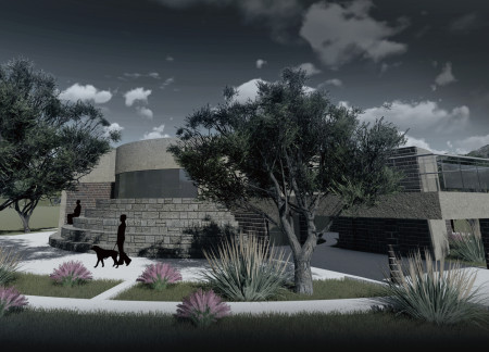 Community hub featuring locally sourced stone and sustainable timber integration in spiral architecture