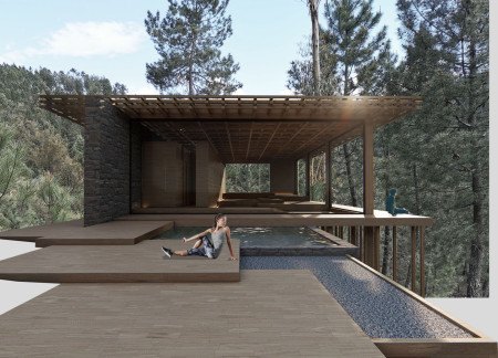 Charred Wooden Shingles and Cross-Laminated Timber Panels Create a Tranquil Yoga Retreat on a Cliff  