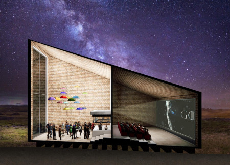 Reflective Mirror Cladding and Native Wood Create a Harmonious Community Hub