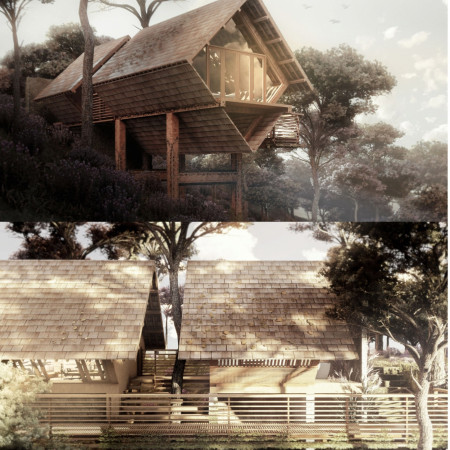 Cross-Laminated Timber Retreat Elevated Above Nature With Charred Wooden Accents  