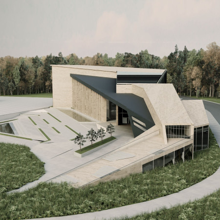 Rammed Earth and Timber Cladding Integrate with Nature in a Versatile Workspace  