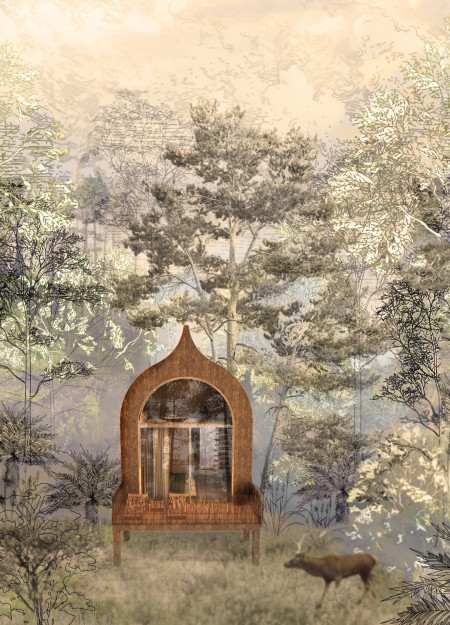 Gravity-Driven Waste Management and Recycled Stone Foundation Enhance Timber Retreat Harmony with Nature