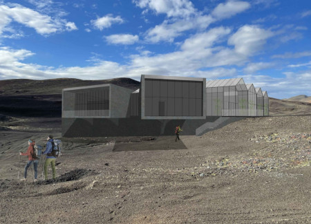 Volcanic Concrete and Prefabricated Aluminum Shape a Sustainable Community Hub  