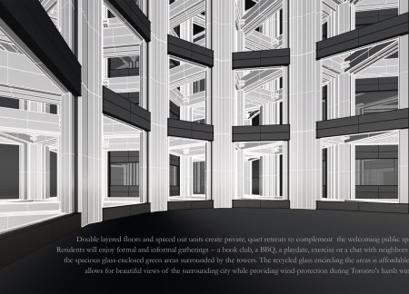 Modular Community Living Enhanced by Recycled Hardwood and Glass Façades
