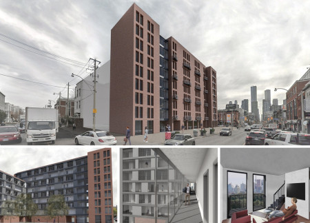 Red Brick Façade Featuring Expansive Glass Panels Enriches Urban Living Spaces