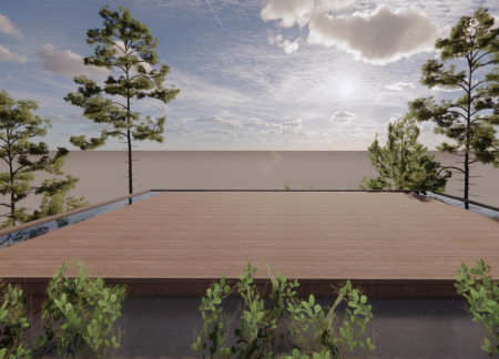 Rooftop Yoga Platform Blends Concrete and Glass Within a Terraced Valley Retreat