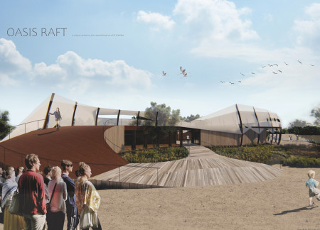 Fluid Form Constructed With Natural Timber Emphasizing Environmental Integration In A Visitor Center  