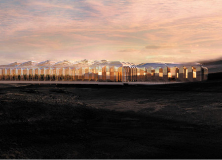 Charred Wooden Shingles and Cross-Laminated Timber Form a Sustainable Greenhouse Community Hub