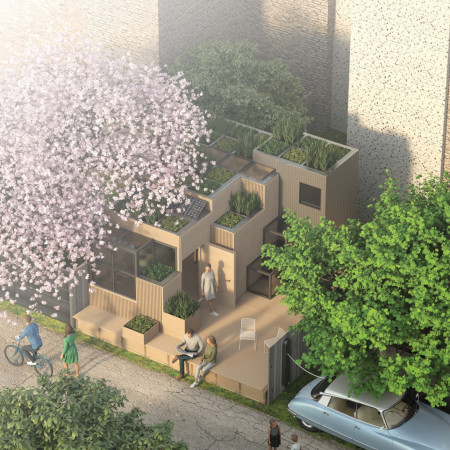 Charred Wooden Shingles and Cross-Laminated Timber Define Sustainable Urban Living Solutions  