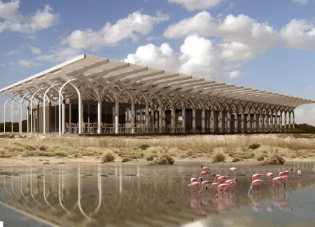 Geothermal Visitor Center Featuring Organic Forms and Glass Walls Nestled in Wetland Habitat