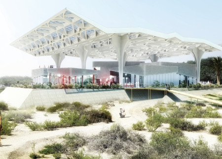 Canopy-Like Structure of Reinforced Steel and Solar Panels Enhances Community Engagement in Ecological Visitor Center