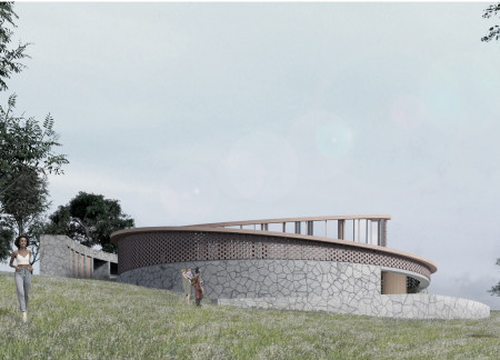 Circular Community Center With Local Stone and Ceramic Bricks Emphasizing Natural Ventilation