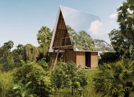Reflections Of Nature In Elevated Treehouses Constructed With Corrugated Metal And Timber  