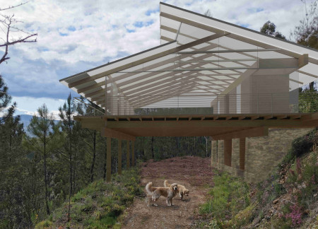 Charred Wooden Elevation With Cross-Laminated Timber Emphasizing Mindfulness And Community Wellness