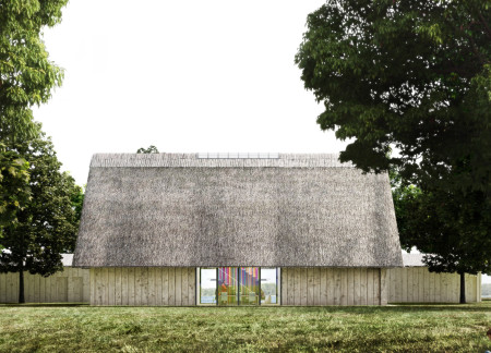 Thatched Roof Retreat Crafted From Timber and Glass Embracing Lakeside Serenity