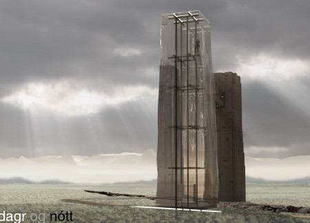 Basalt-Infused Concrete Structures Harmonizing Light and Shadow in Geothermal Landscapes