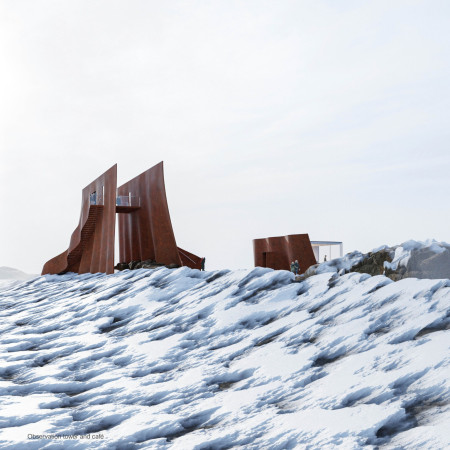 Corten Steel Observation Point Harmonizing With Icelandic Tectonic Landscape  