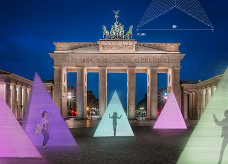 Luminous Pyramids Crafted From Concrete and Solar Panels Enhancing Public Interaction