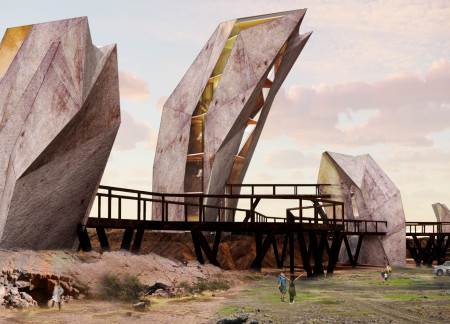 Geological Observation Tower Crafted from Precast Concrete and Sustainable Timber