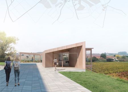 Charred Wooden Shingles and Expansive Glass Walls Define a Sustainable Tasting Venue Amidst Vineyards