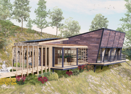 Natural Stone and Timber Retreat Integrating Sustainable Practices in a Serene Landscape  