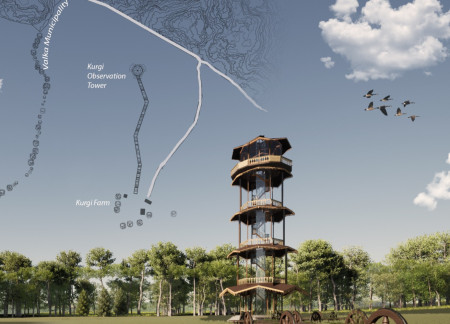 Observation Tower Featuring Cross-Laminated Timber and Charred Wood Shingles in a Community-Centric Design  