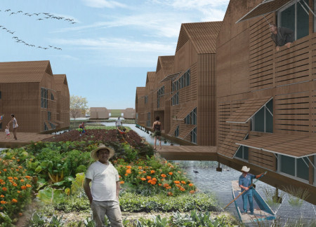 Elevated Modular Living Structures Featuring Insulated Panels and Integrated Bioretention Systems for Seasonal Agricultural Workers