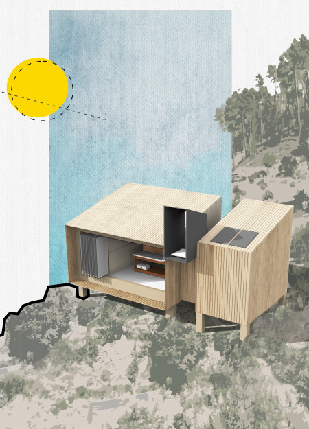 Residential building featuring cross-laminated timber and charred wood shingles harmonizing with the local landscape