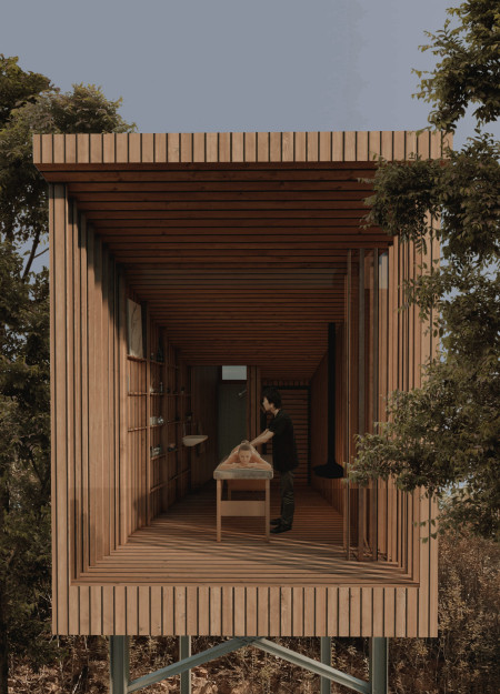 Charred Wooden Shingles and Cross-Laminated Timber Panels Create a Tranquil Forest Retreat