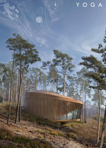 Elevated Circular Retreat Crafted With Charred Wooden Shingles and Expansive Glass Walls