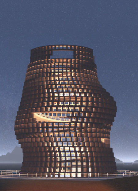 Charred Wooden Shingles and Photovoltaic Integration in a Scenic Observation Center