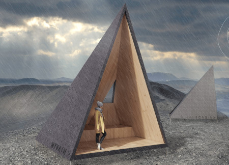 Thermal Efficiency and Self-Cleaning Glass Unite in A Sustainable Shelter Crafted from Anodized Aluminium and Pine