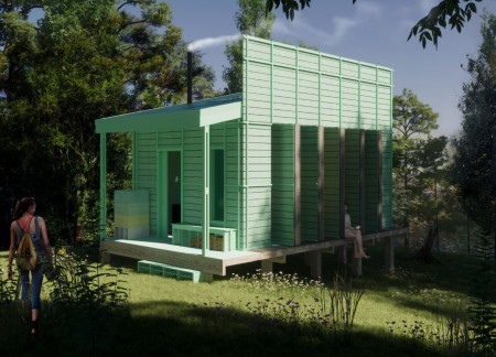 Meditation Retreat Featuring Sustainable Timber Cladding and Polycarbonate Glazing  