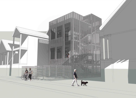 Rooftop Garden Enhances Vertical Living With Sustainable Wooden Slats and Metal Facades