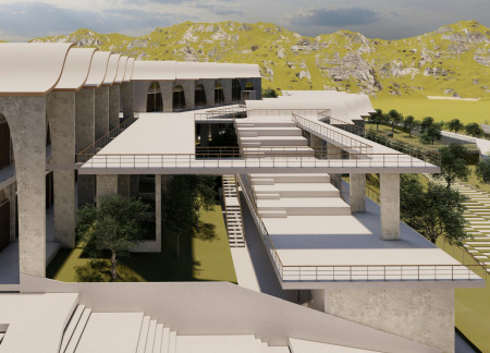 Curvilinear Design Featuring Local Stone And Geothermal Energy For An Artistic Residence