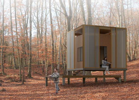 Elevated Living Within Natural Surroundings Featuring Polycarbonate Sliding Panels and Timber Structure