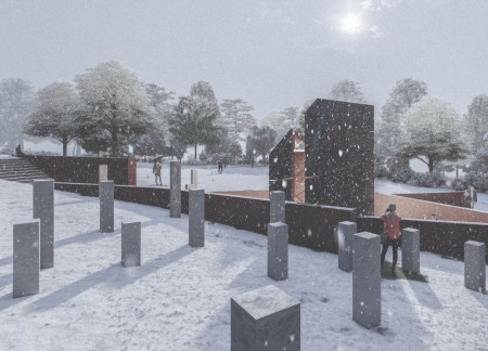 Corten Steel Monoliths Creating Reflective Spaces in A Memorable Memorial Design  