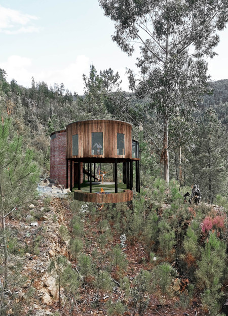Wellness Retreat Featuring Curved Terracotta and Locally Sourced Timber Structures