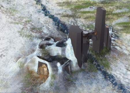 Charred Wooden Shingles and Tectonic Forms in a Nature-Inspired Visitor Center  