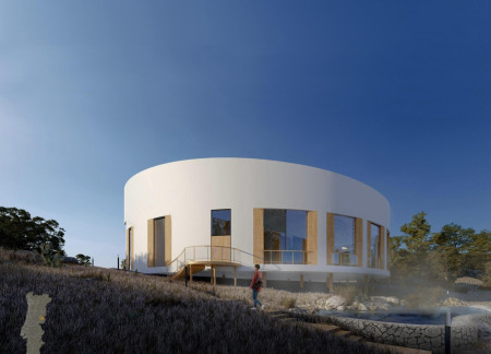 Fibonacci-Inspired Spiral Structure Featuring Reinforced Concrete and Natural Wood Elements for Community Gathering