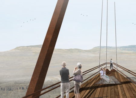 Corten Steel Structure Offering Panoramic Views of Geological Wonders  