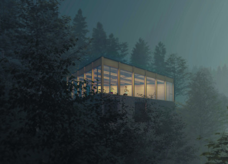 Biophilic Retreat Crafted from Earth-Bermed Stone and Sustainable Timber Panels  