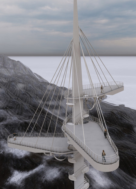 Curvilinear Form Topped With Wind Turbine Utilizes Lightweight Concrete and Steel for Community Engagement  