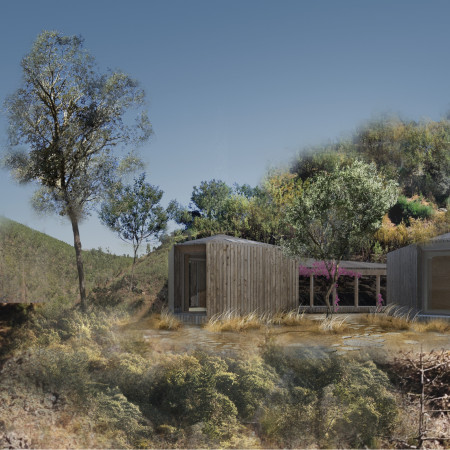 Charred Wooden Shingles and Timber Cladding Define Tranquil Retreat for Meditation