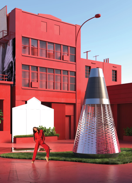 Dynamic Urban Stage Crafted from Durable Aluminum and Transparent Polycarbonate Shaping Community Interaction