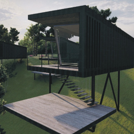 Folded Sheet Structure Crafted From Cross-Laminated Timber Panels With Sustainable Water Recovery Systems