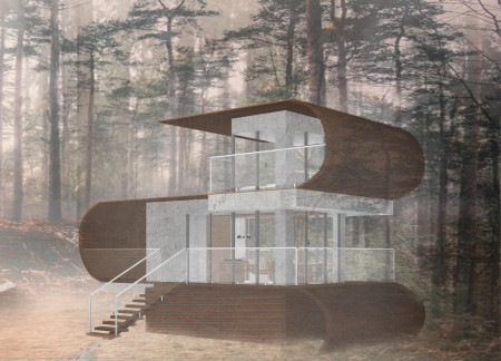 Ribbon-Like Form Designed With Glass Walls and Concrete Framework Overlooking Lake Garda