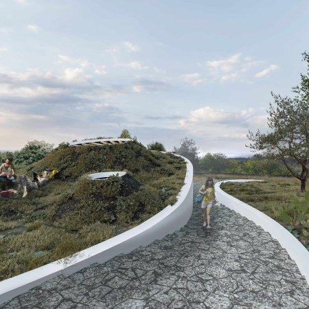Circular Design Featuring Earth Cladding and Natural Textures for Sustainable Community Living