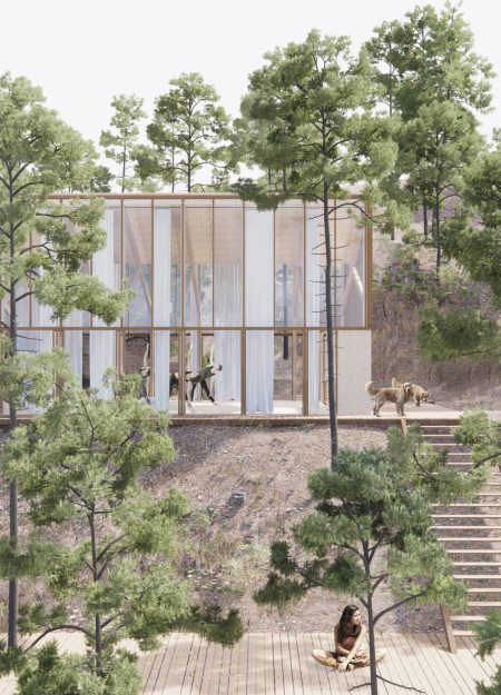 Cork Cladding and Timber Framework Create a Serene Yoga Retreat in Nature  