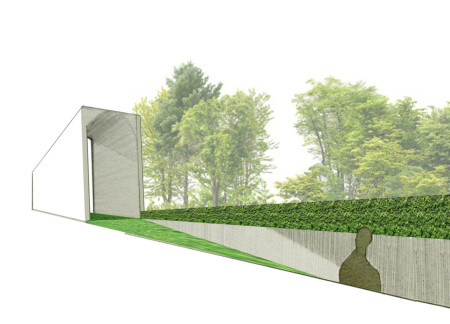 Hand-Painted Memory Tiles and Textured Concrete Create Reflective Spaces for Remembrance